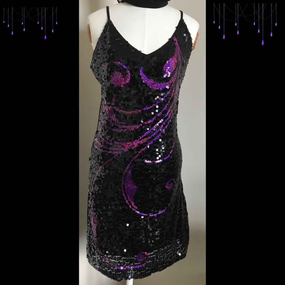 Sequined Dress Black & Purple🎆